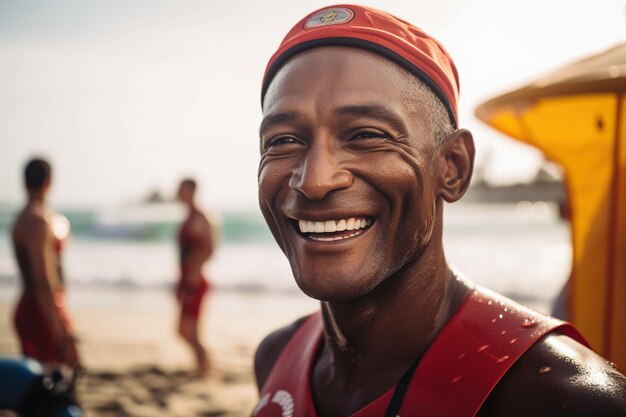 Foto un uomo sorride sulla spiaggia di capo verde