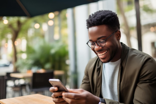 Man smiling and using mobile for online payment