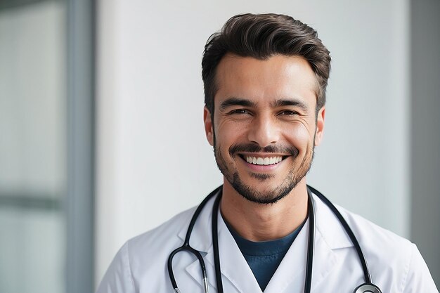 A man smiling with a stethoscope on his chest