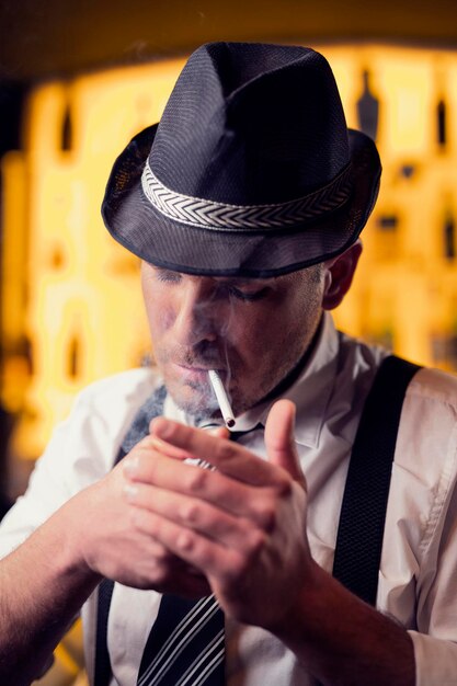 Man smoking cigarette