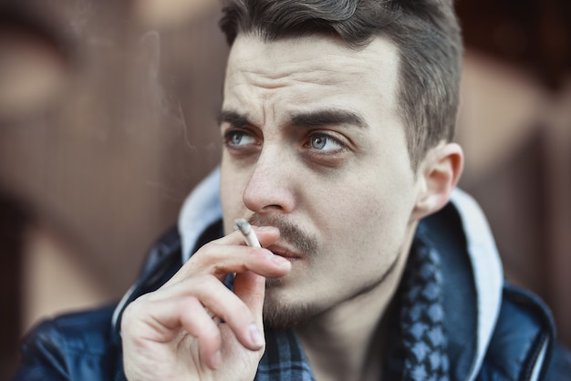 Man smoking cigarette