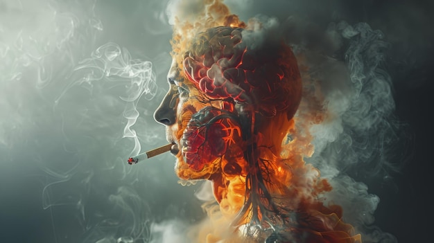 Человек курит трубку со словом " дым " на ней