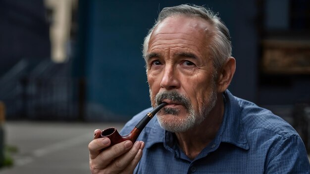 Photo man smoking a pipe