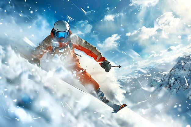 Photo a man on a snowboard in the water with the words  goggles  on it