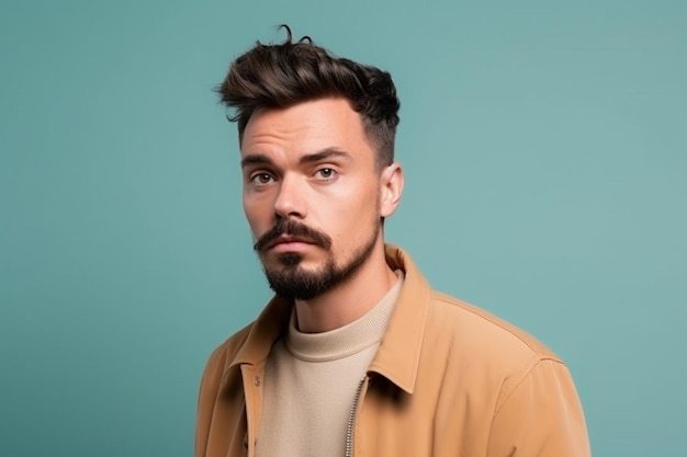 a man on solid color background with Pout face expression