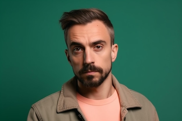 a man on solid color background with Pout face expression