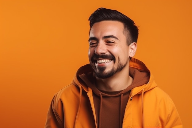 a man on solid color background with Smile face expression