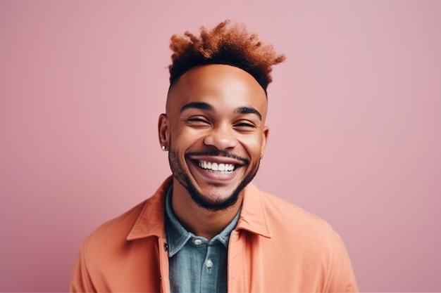 a man on solid color background with a Smile facial expression ai generated artwork