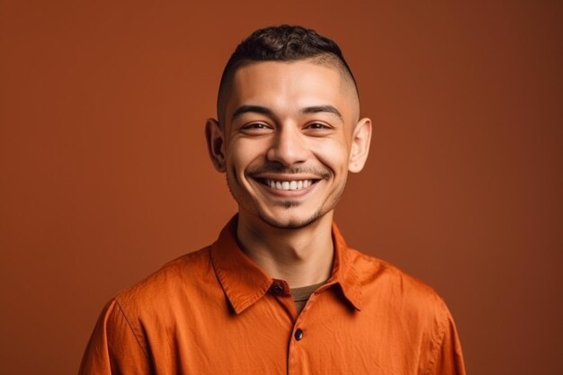 a man on solid color background with a Smile facial expression ai generated artwork