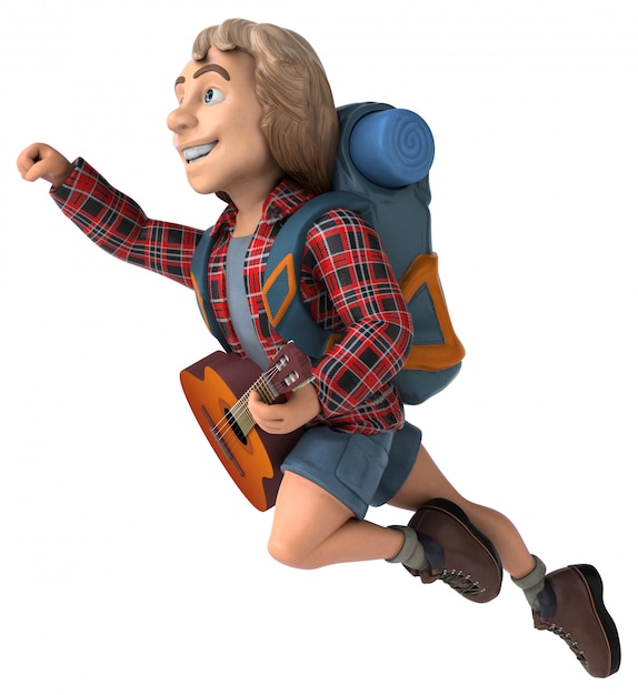 Man solo traveling backpacker animation