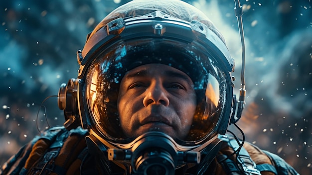 Man in Space Suit With Helmet On