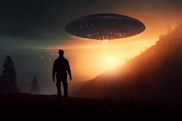 Man space ufo ship Generate Ai