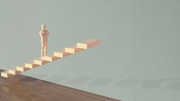 The Man on stair for Business concept 3d rendering