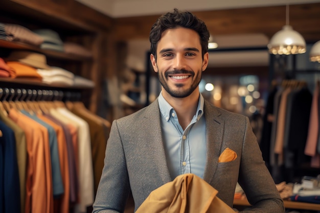 A man stand on clothes store