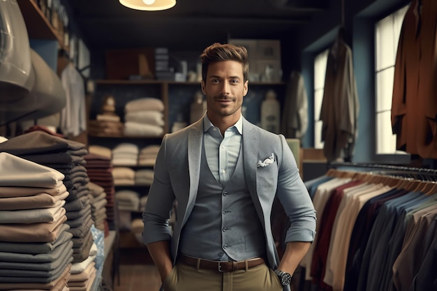 A man stand in clothes store