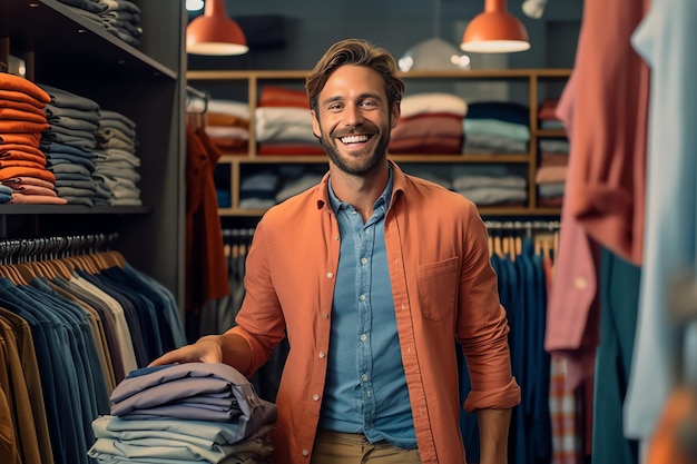 A man stand in clothes store