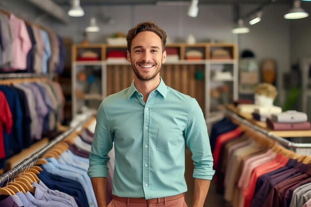 A man stand in clothes store