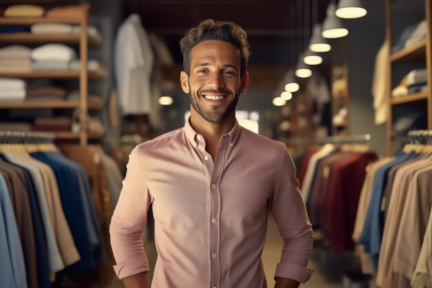 A man stand in clothes store