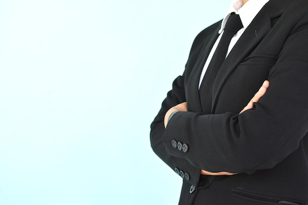 Man standing against white background