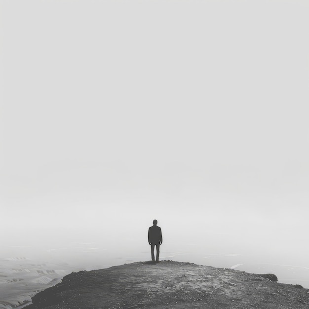 Man standing alone on a cliff