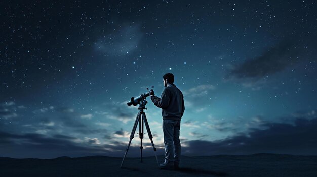 a man standing next to a camera