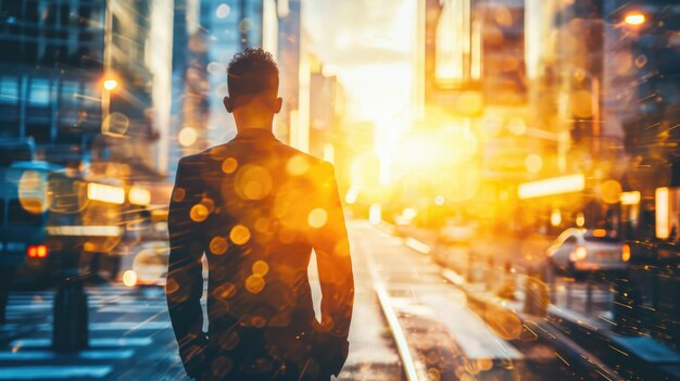 Man Standing in City Street