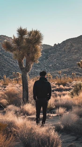 Foto un uomo in piedi in un deserto