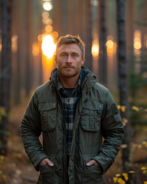 Photo man standing in forest