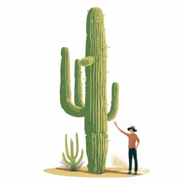 Photo a man standing in front of a cactus that says 