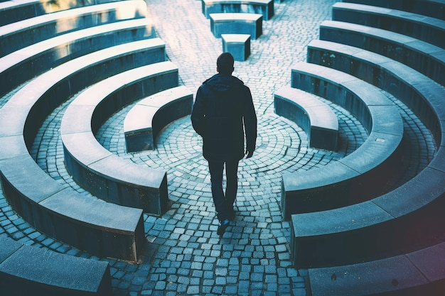 A man standing in front of a circular structure