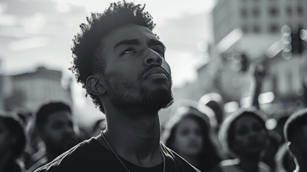 Man Standing in Front of Crowd