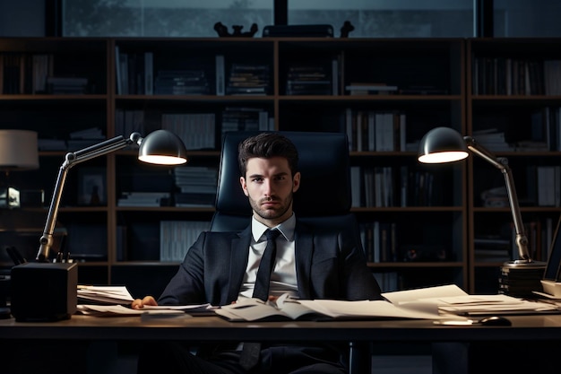 a man standing in front of the office