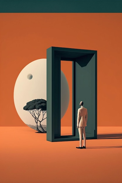 Man standing in front of an open door generative ai