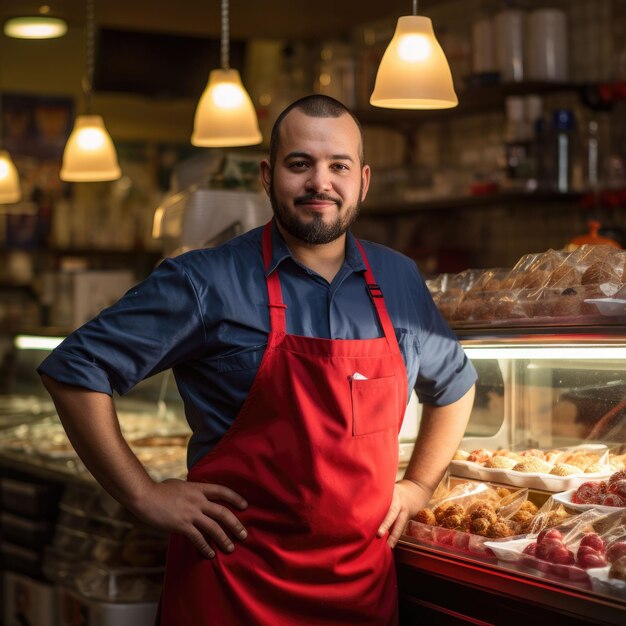 Man Standing in Front of Pastries Display