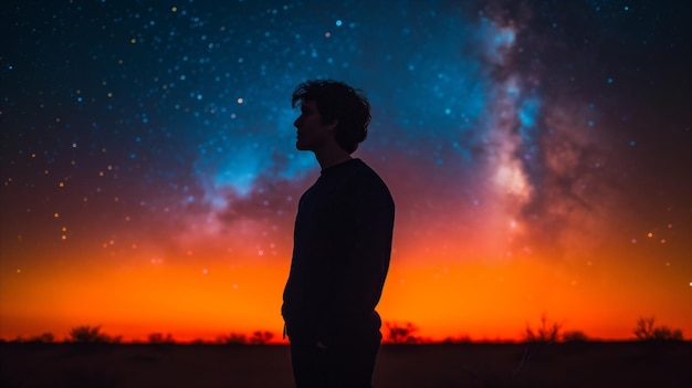 Man Standing in Front of StarFilled Sky