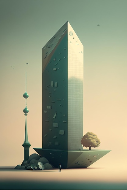 Man standing in front of a tall building generative ai