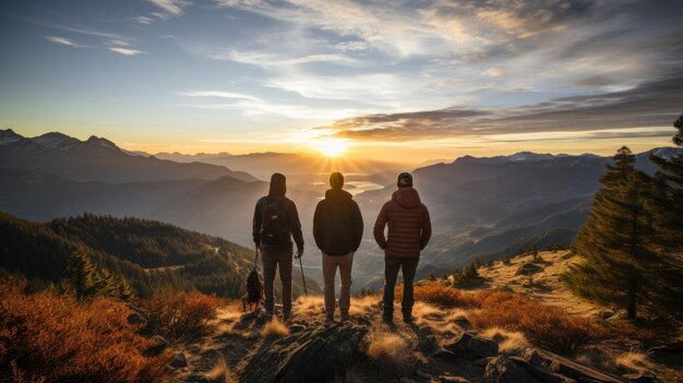 a man standing on a mountain at sunset