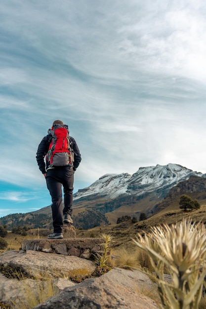 Man standing on the mountain top