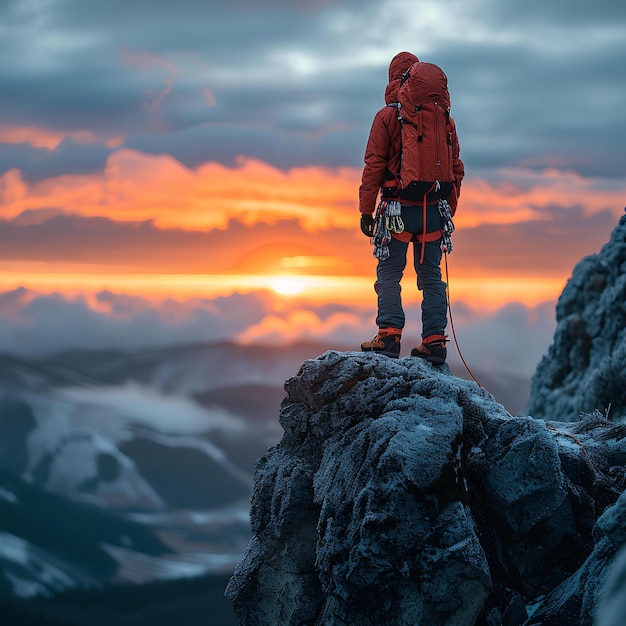 A man standing on a mountain top