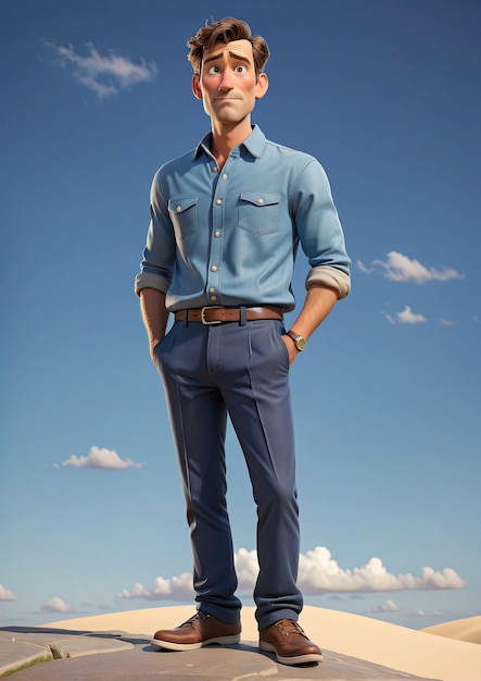 a man standing on top of a sand dune