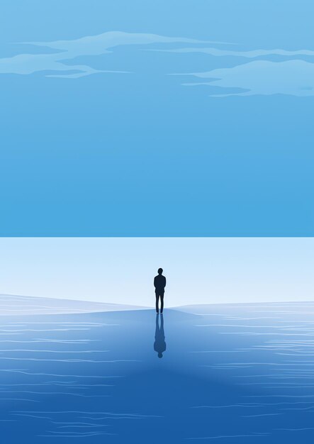 A man standing on water