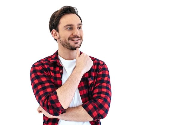 The man standing on the white background