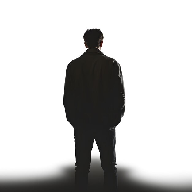 Photo a man stands in a dark room with a white background