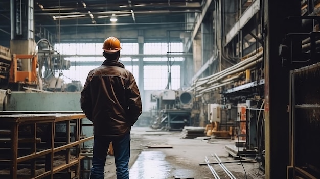 A man stands in a factory