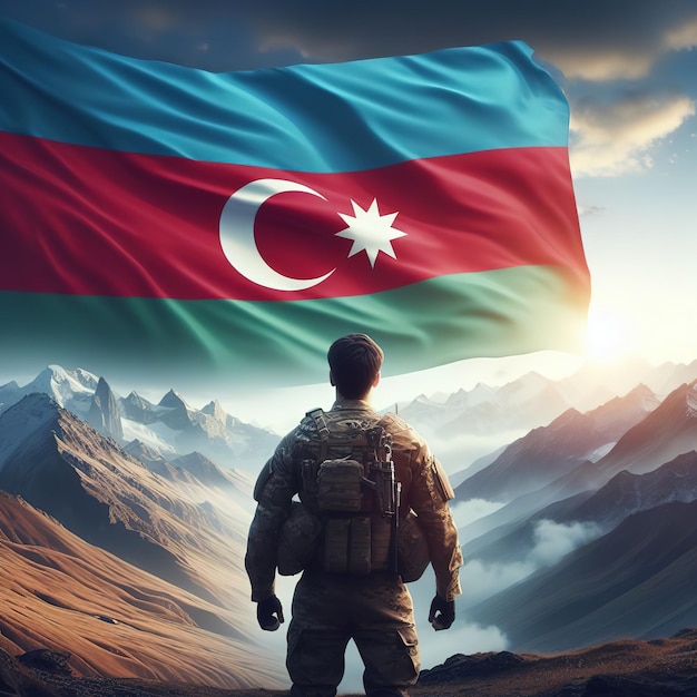 Photo a man stands in front of a flag that says  army