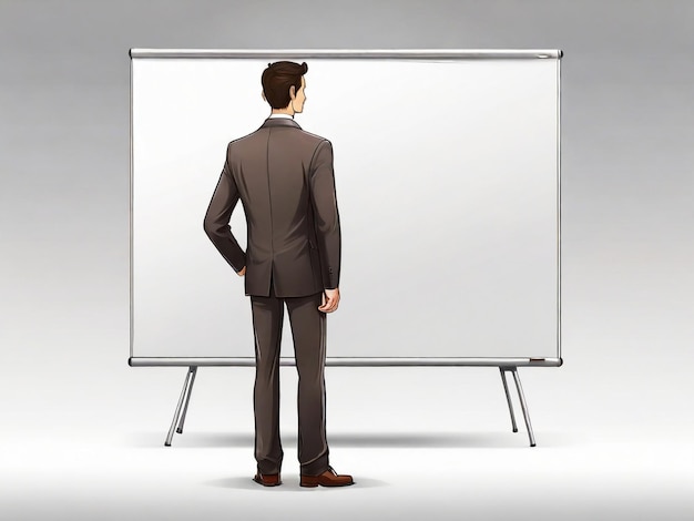 a man stands in front of a white board that says quot the word quot on it