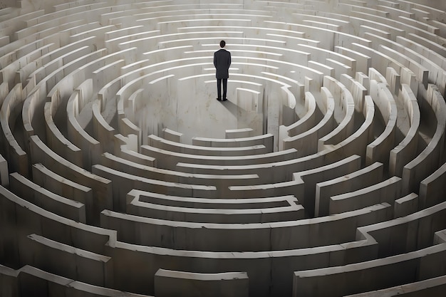 A man stands in a maze