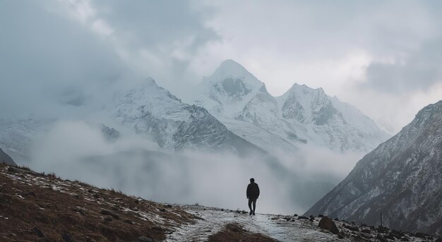 A man stands on the peak