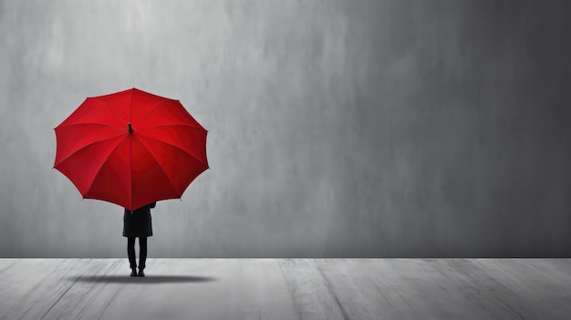 A man stands with his back under a red umbrellaBusiness assistance consulting services startup incubator created with Generative AI technology