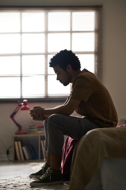 Man staying alone with his thoughts